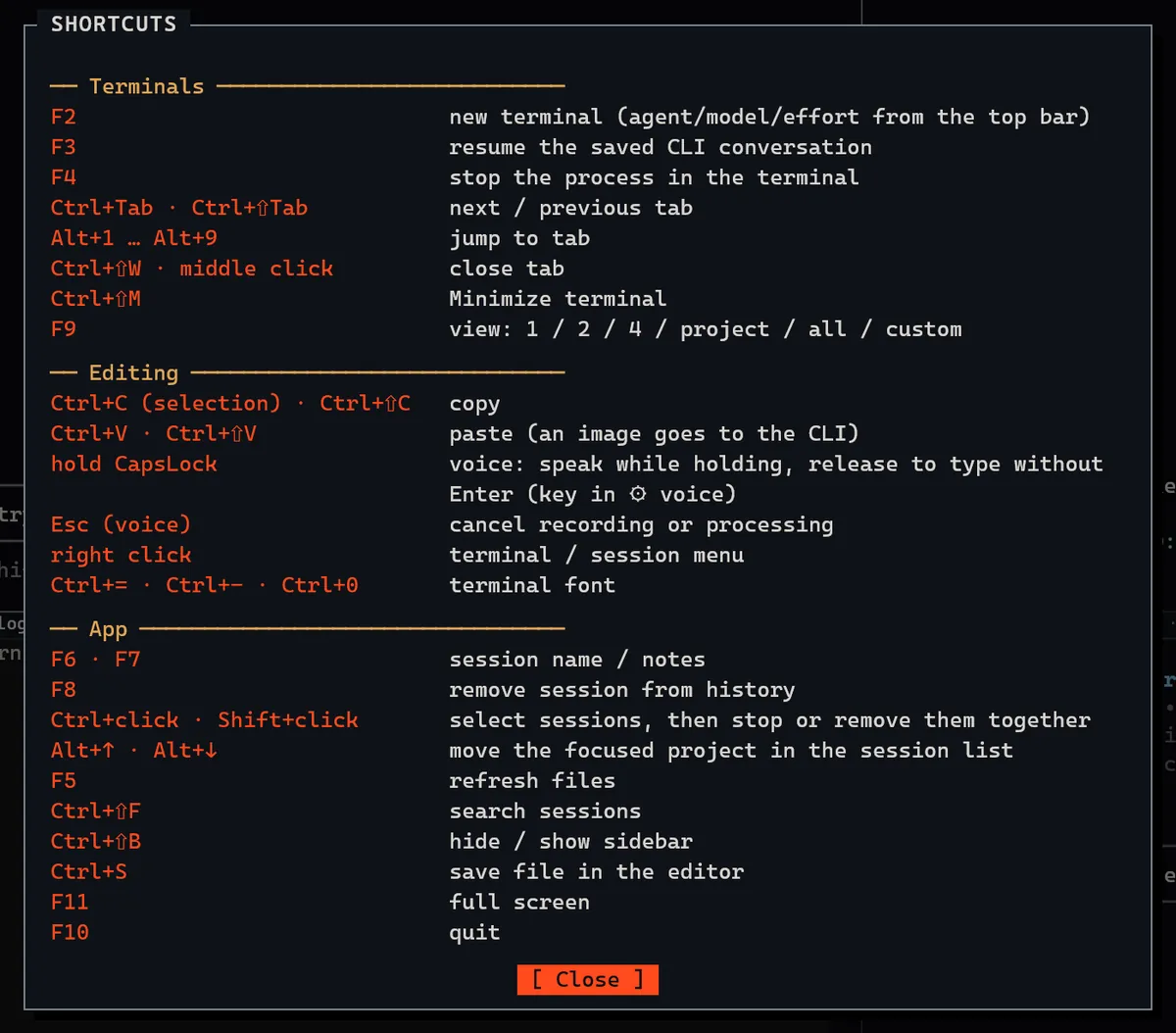 The SuperTerminal shortcuts dialog opened with F1.