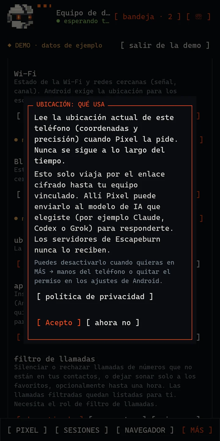 El aviso que muestra la app antes de usar la ubicación del teléfono.